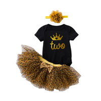 Load image into Gallery viewer, 3 Pieces Set Baby Girls Letters Love heart Print Rompers And Leopard Bow Skirts And Headwear Wholesale 22052480
