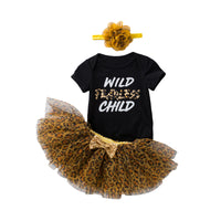 Load image into Gallery viewer, 3 Pieces Set Baby Girls Letters Love heart Print Rompers And Leopard Bow Skirts And Headwear Wholesale 22052480
