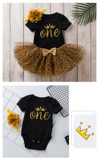 Load image into Gallery viewer, 3 Pieces Set Baby Girls Letters Love heart Print Rompers And Leopard Bow Skirts And Headwear Wholesale 22052480
