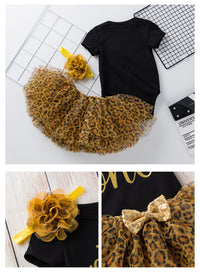 Load image into Gallery viewer, 3 Pieces Set Baby Girls Letters Love heart Print Rompers And Leopard Bow Skirts And Headwear Wholesale 22052480
