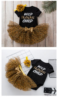 Load image into Gallery viewer, 3 Pieces Set Baby Girls Letters Love heart Print Rompers And Leopard Bow Skirts And Headwear Wholesale 22052480
