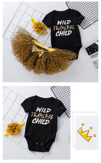 Load image into Gallery viewer, 3 Pieces Set Baby Girls Letters Love heart Print Rompers And Leopard Bow Skirts And Headwear Wholesale 22052480

