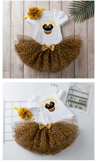 Load image into Gallery viewer, 3 Pieces Set Baby Girls Letters Love heart Print Rompers And Leopard Bow Skirts And Headwear Wholesale 22052480
