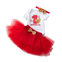 Load image into Gallery viewer, 3 Pieces Set Baby Girls Letters Flower Embroidered Rompers Solid Color Lace Skirts And Headwear Wholesale 22052489
