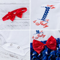 Load image into Gallery viewer, 3 Pieces Set Baby Girls Independence Day Letters Print Rompers Star Bow Shorts And Headwear Wholesale 22052493
