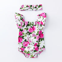 Load image into Gallery viewer, Baby Girls Flower Plant Print Rompers Accessories Headwear Wholesale 22052495
