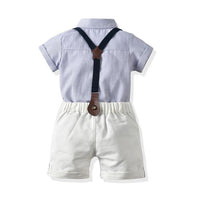 Load image into Gallery viewer, 2 Pieces Set Baby Kid Boys Dressy Bow Shirts And Solid Color Rompers Wholesale 22052609
