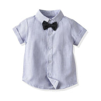 Load image into Gallery viewer, 2 Pieces Set Baby Kid Boys Dressy Bow Shirts And Solid Color Rompers Wholesale 22052609
