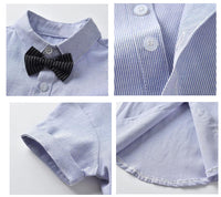 Load image into Gallery viewer, 2 Pieces Set Baby Kid Boys Dressy Bow Shirts And Solid Color Rompers Wholesale 22052609
