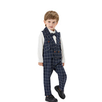 Load image into Gallery viewer, 3 Pieces Set Baby Kid Boys Dressy Solid Color Shirts Checked Vests Waistcoats And Pants Wholesale 220526100
