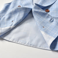 Load image into Gallery viewer, 3 Pieces Set Baby Kid Boys Dressy Solid Color Shirts Checked Vests Waistcoats And Pants Wholesale 220526100
