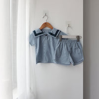 Load image into Gallery viewer, 2 Pieces Set Baby Kid Unisex Color-blocking Tops And Solid Color Shorts Wholesale 220526127
