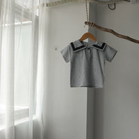 Load image into Gallery viewer, 2 Pieces Set Baby Kid Unisex Color-blocking Tops And Solid Color Shorts Wholesale 220526127
