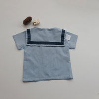 Load image into Gallery viewer, 2 Pieces Set Baby Kid Unisex Color-blocking Tops And Solid Color Shorts Wholesale 220526127
