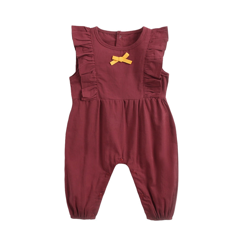 Baby Kid Girls Solid Color Bow Jumpsuits Wholesale 22052613