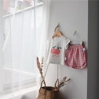 Load image into Gallery viewer, 2 Pieces Set Baby Kid Unisex Letters Fruit Print T-Shirts And Checked Shorts Wholesale 220526134

