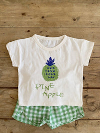 Load image into Gallery viewer, 2 Pieces Set Baby Kid Unisex Letters Fruit Print T-Shirts And Checked Shorts Wholesale 220526134
