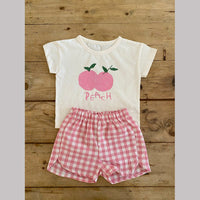 Load image into Gallery viewer, 2 Pieces Set Baby Kid Unisex Letters Fruit Print T-Shirts And Checked Shorts Wholesale 220526134
