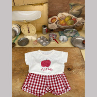 Load image into Gallery viewer, 2 Pieces Set Baby Kid Unisex Letters Fruit Print T-Shirts And Checked Shorts Wholesale 220526134
