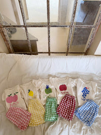 Load image into Gallery viewer, 2 Pieces Set Baby Kid Unisex Letters Fruit Print T-Shirts And Checked Shorts Wholesale 220526134
