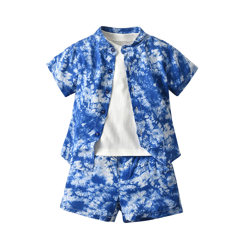 3 Pieces Set Baby Kid Boys Solid Color T-Shirts Tie Dye Jackets Outwears And Shorts Wholesale 220526144