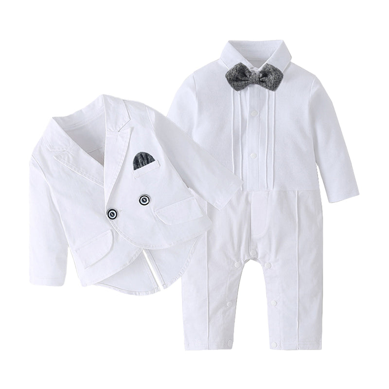 2 Pieces Set Baby Boys Dressy Solid Color Blazers And Jumpsuits Wholesale 220526147