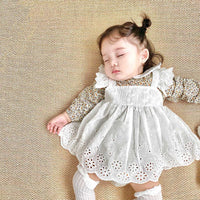 Load image into Gallery viewer, Baby Kid Girls Color-blocking Flower Embroidered Print Rompers Wholesale 220526149
