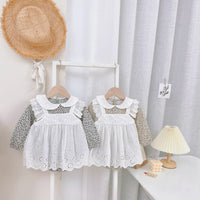 Load image into Gallery viewer, Baby Kid Girls Color-blocking Flower Embroidered Print Rompers Wholesale 220526149
