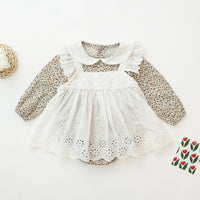 Load image into Gallery viewer, Baby Kid Girls Color-blocking Flower Embroidered Print Rompers Wholesale 220526149

