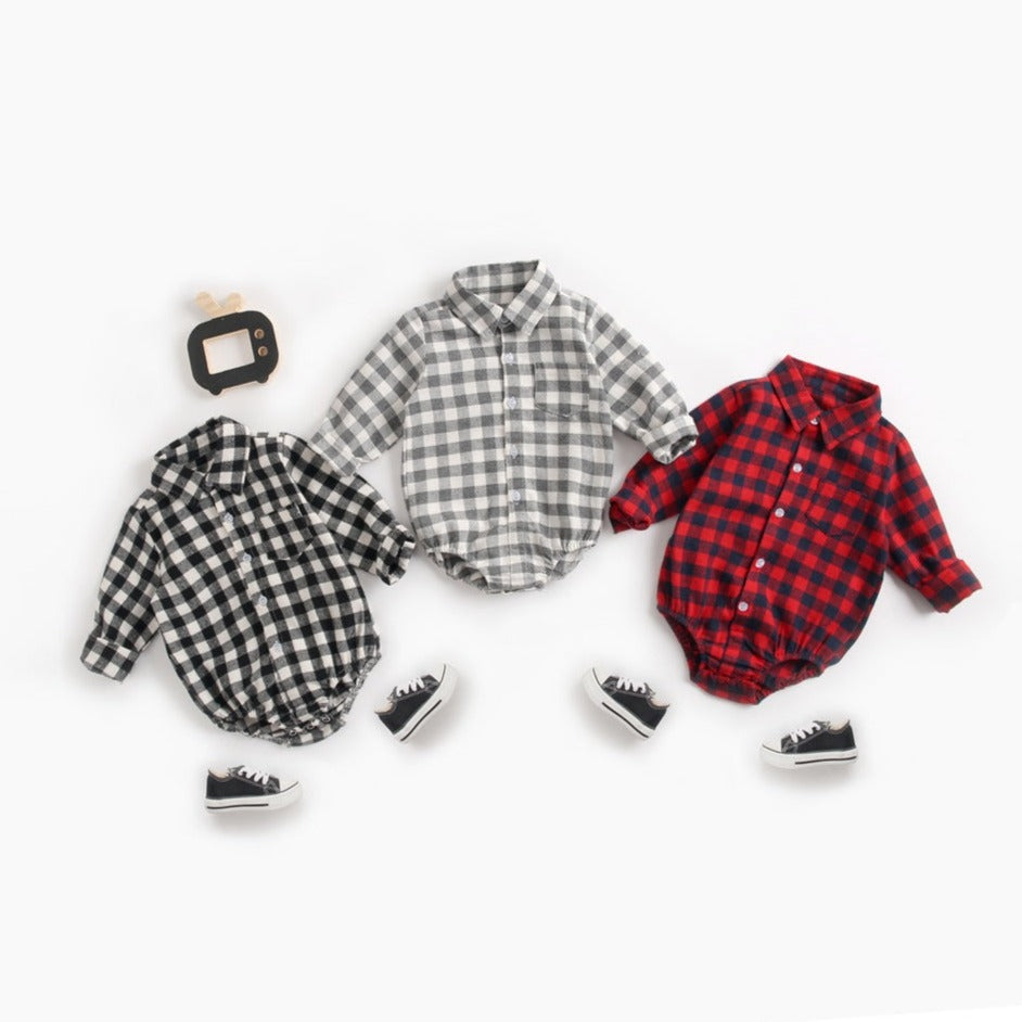 Baby Kid Boys Checked Rompers Wholesale 22052615