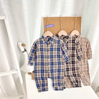 Load image into Gallery viewer, Baby Kid Boys Checked Jumpsuits Wholesale 220526150
