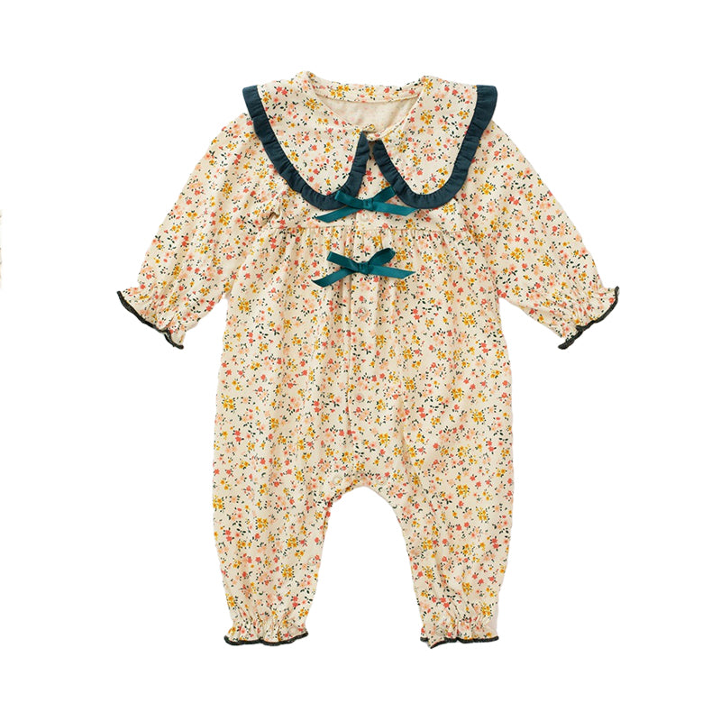 Baby Kid Girls Color-blocking Flower Print Jumpsuits Wholesale 220526154