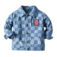 Load image into Gallery viewer, Baby Kid Unisex Checked Ripped Independence Day Jackets Outwears Wholesale 220526156
