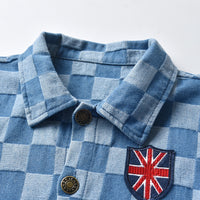 Load image into Gallery viewer, Baby Kid Unisex Checked Ripped Independence Day Jackets Outwears Wholesale 220526156

