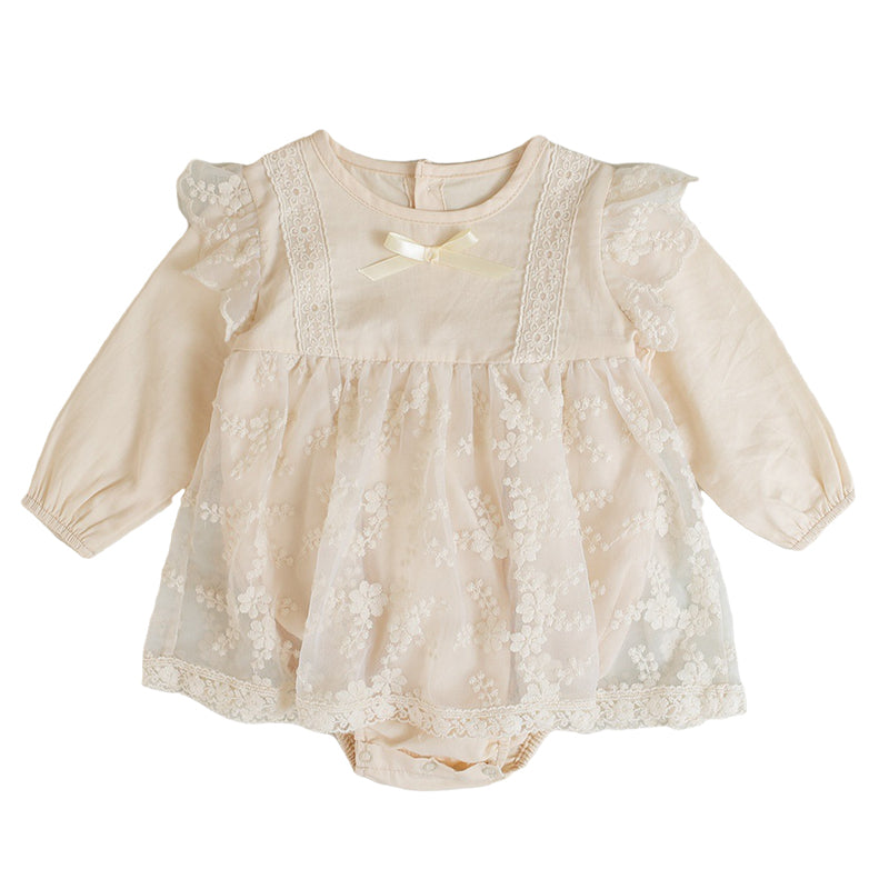 Baby Kid Girls Lace Embroidered Ribbon Rompers Wholesale 220526157