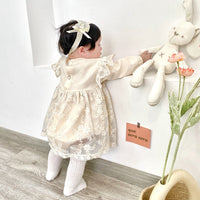 Load image into Gallery viewer, Baby Kid Girls Lace Embroidered Ribbon Rompers Wholesale 220526157

