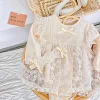 Load image into Gallery viewer, Baby Kid Girls Lace Embroidered Ribbon Rompers Wholesale 220526157
