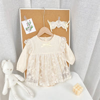 Load image into Gallery viewer, Baby Kid Girls Lace Embroidered Ribbon Rompers Wholesale 220526157
