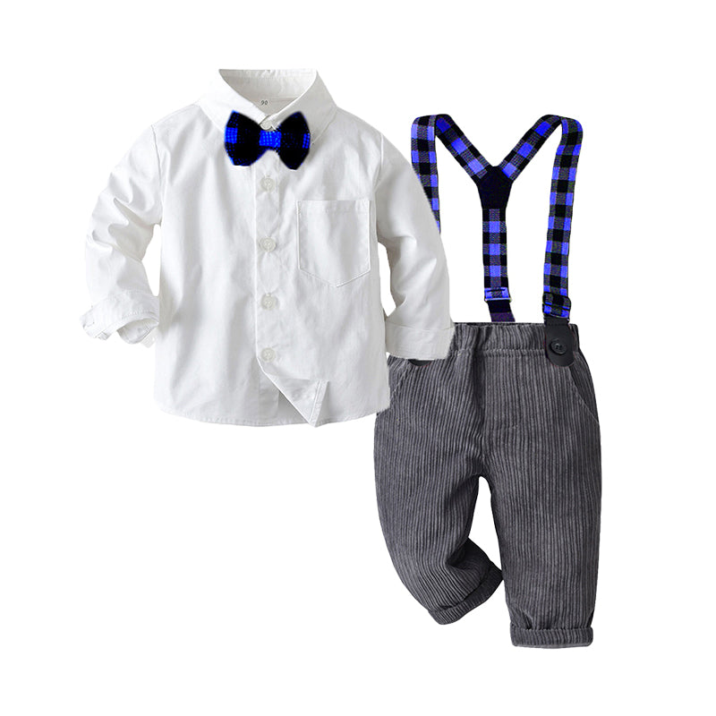 2 Pieces Set Baby Kid Boys Dressy Solid Color Shirts And Jumpsuits Wholesale 220526161