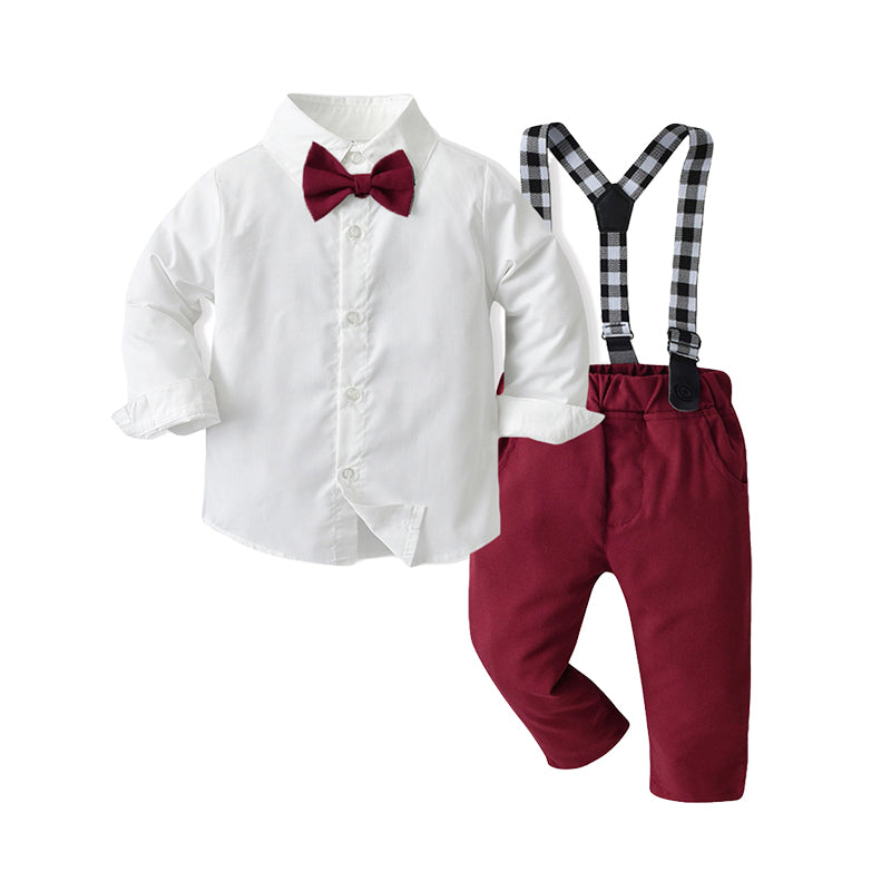 2 Pieces Set Baby Kid Boys Dressy Solid Color Shirts And Jumpsuits Wholesale 220526163
