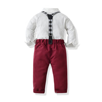 Load image into Gallery viewer, 2 Pieces Set Baby Kid Boys Dressy Solid Color Shirts And Jumpsuits Wholesale 220526163
