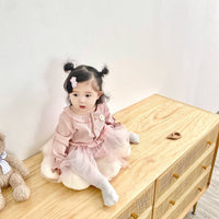 Load image into Gallery viewer, Baby Kid Girls Solid Color Flower Lace Muslin&amp;Ribbed Rompers Wholesale 220526164
