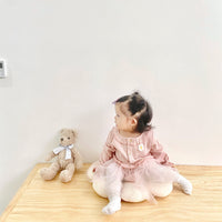 Load image into Gallery viewer, Baby Kid Girls Solid Color Flower Lace Muslin&amp;Ribbed Rompers Wholesale 220526164
