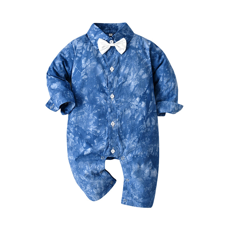 Baby Boys Bow Print Birthday Party Jumpsuits Wholesale 220526166