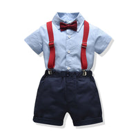 Load image into Gallery viewer, 2 Pieces Set Baby Kid Boys Dressy Bow Shirts And Solid Color Rompers Suits Wholesale 22052619
