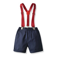 Load image into Gallery viewer, 2 Pieces Set Baby Kid Boys Dressy Bow Shirts And Solid Color Rompers Suits Wholesale 22052619
