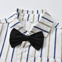 Load image into Gallery viewer, 2 Pieces Set Baby Kid Boys Dressy Striped Bow Shirts And Trousers Suits Wholesale 220526199
