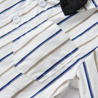Load image into Gallery viewer, 2 Pieces Set Baby Kid Boys Dressy Striped Bow Shirts And Trousers Suits Wholesale 220526199
