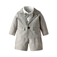 Load image into Gallery viewer, 3 Pieces Set Baby Kid Boys Dressy Solid Color Blazers And Bow Shirts And Shorts Suits Wholesale 22052620
