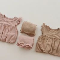 Load image into Gallery viewer, 2 Pieces Set Baby Kid Girls Solid Color Tank Tops And Pants Sleepwears Wholesale 220526201
